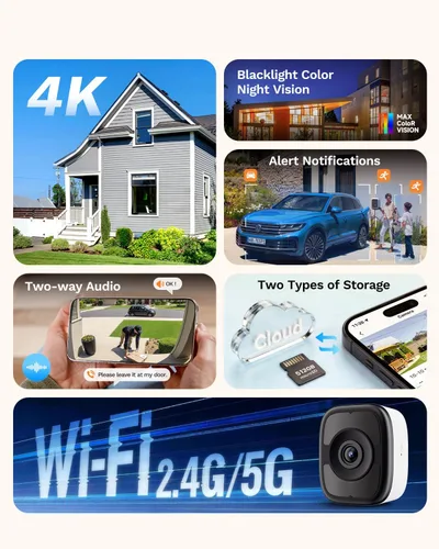 Miniatura 8 de LongPlus Cámara de ventana 4K de 8 MP, cámara Safeview interior con visión nocturna a todo color, detección de vehículos humanos AI, cámara