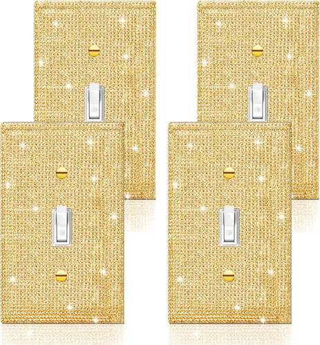 Miniatura 11 de 4 piezas de cubierta de placa de pared de diamantes de imitación de plata brillante 1 Gang cubierta decorativa interruptor de diamantes de imitación