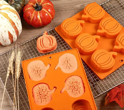 Miniatura 6 de Moldes de calabaza de Webake, moldes de silicona para pastel de calabaza, molde de calabaza de 6 cavidades para hornear cupcake de chocolate
