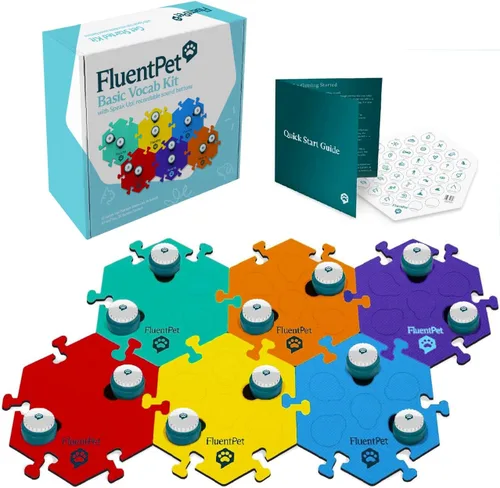 Miniatura 12 de FluentPet ¡Habla! Kit de inicio con sonido más claro orientado hacia arriba 6 botones grabables con baterías preinstaladas y 3 alfombrillas de 6