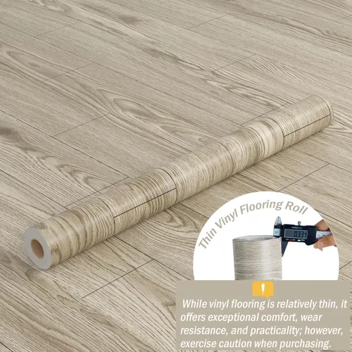 Miniatura 6 de Oxdigi Piso de vinilo para despegar y pegar, rollo de 24 x 118 pulgadas / 19 pies cuadrados, baldosas adhesivas de vinilo con aspecto de madera
