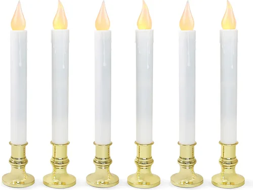 Miniatura 15 de FURORA LIGHTING Velas LED cónicas blancas con soportes dorados, paquete de 2 con temporizador de 5/19, elegante brillo sin llama para decoración