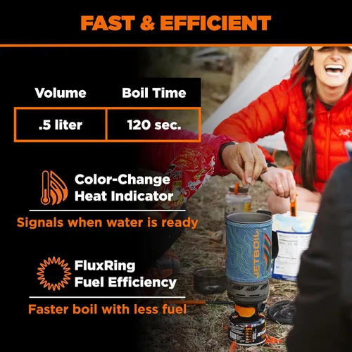 Miniatura 4 de Jetboil Estufa portátil de ebullición rápida para acampar y mochilero con encendido automático de 1 paso, quemador de propano/isobutano con taza
