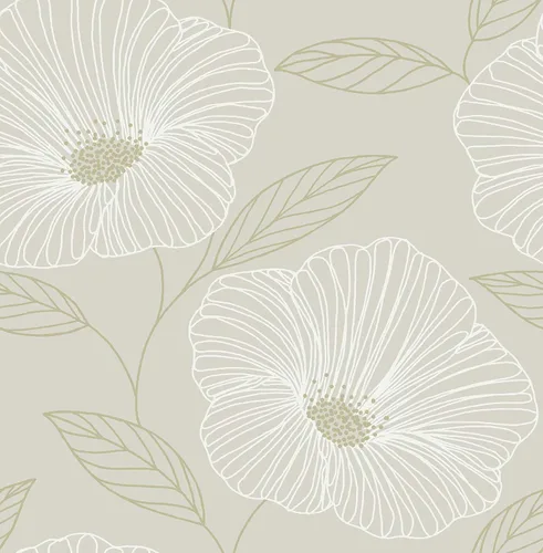 NuWallpaper NUS3579 Dove Floweret - Papel pintado para despegar y pegar, metálico