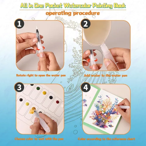 Miniatura 3 de Juego de papel para colorear de acuarela, todo en un bolsillo, libro de pintura de acuarela, artes y manualidades creativas para adultos Serie Animal