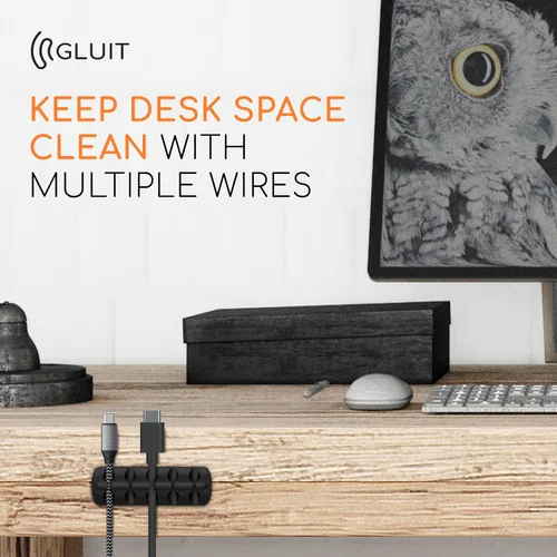 Miniatura 8 de GLUIT Organizador de cables para escritorio, soporte de cables para mesita de noche, organizador de cargador, clips adhesivos de alambre