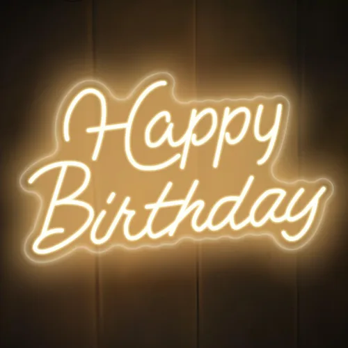 Letrero de neón para decoración de pared, letrero de neón LED de feliz cumpleaños, regulable, alimentado por USB, para decoración de fondo de fiesta