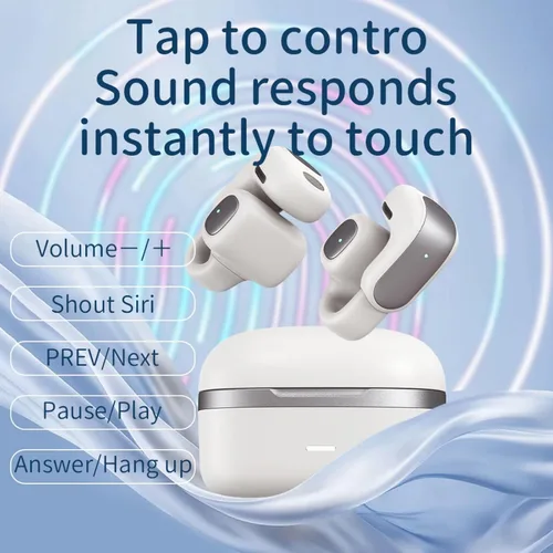 Miniatura 4 de Auriculares inalámbricos con clip de oreja abierta, Bluetooth 5.4, con clip, reducción de ruido de llamadas ENC, comodidad ligera, ajuste estable