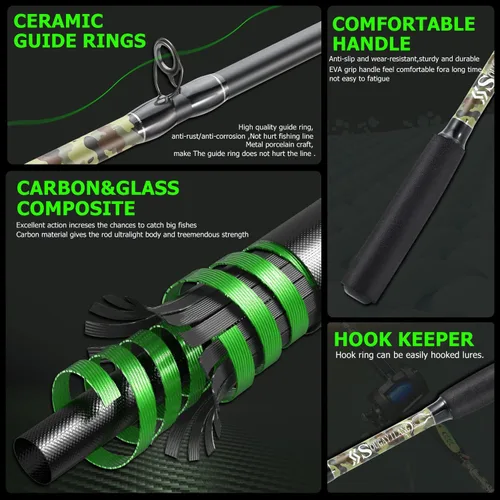 Miniatura 7 de Sougayilang Fishing Rod Combo with Conventional Reel, Medium Heavy for Catfish Salmon and Steelhead Saltwater Fishing