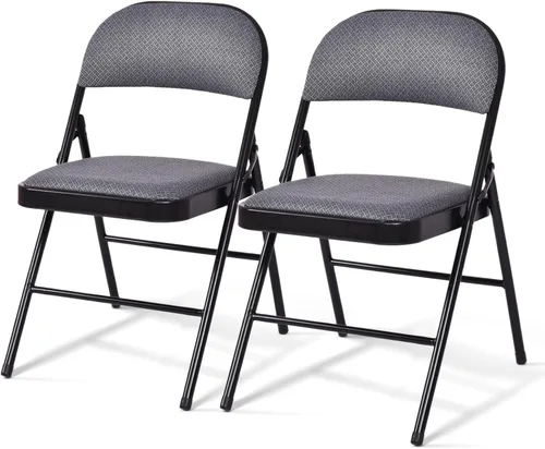 Miniatura 10 de GOFLAME Paquete de 6 sillas plegables, juego de sillas de comedor de tela con asiento acolchado y marco de metal, asiento comercial tapizado