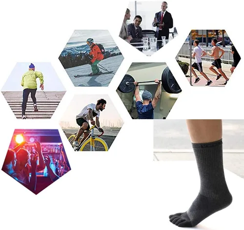 Miniatura 6 de VWELL Calcetines de algodón atléticos para correr de cinco dedos, 3 pares, talla 7-11