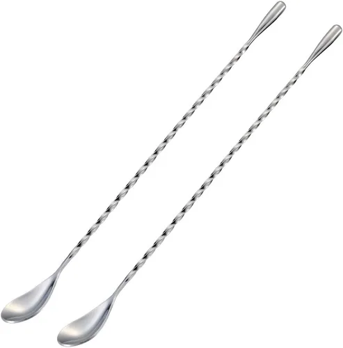 Miniatura 16 de Briout Cuchara de bar agitadores de cóctel para bebida, acero inoxidable de 12 pulgadas de mango largo, color negro, 2 piezas