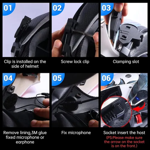 Miniatura 4 de BT-S3 - Auriculares Bluetooth para motocicleta, casco de motocicleta de 3,280.8 ft, intercomunicador de radio Bluetooth, interfono inalámbrico