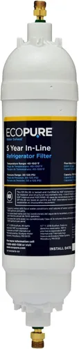 EcoPure EPINL30 - Filtro de agua para refrigerador en línea de 5 años, ajuste universal para la mayoría de refrigeradores, máquinas de hielo,