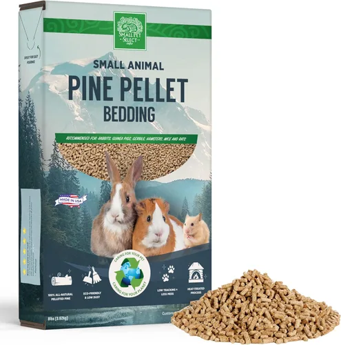 Small Pet Select Ropa de cama de pellets de pino de 8 libras, pellets de arena para conejos, cobayas, hámster, conejo y otros animales pequeños,