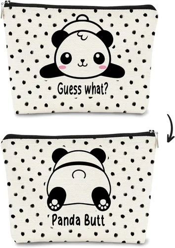 Bolsa de maquillaje de Panda Gifts para amantes de los pandas, niñas Wonmen, lindo panda bebé Guess What It's Pug Butt bolsa de cosméticos, estuche