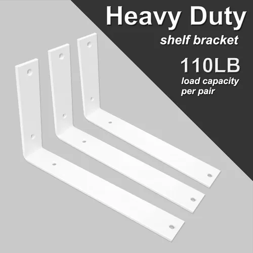Miniatura 3 de Soportes para estantes de pared de 10 pulgadas, 8 soportes resistentes para estantes, soportes industriales rústicos de metal blanco para estantes
