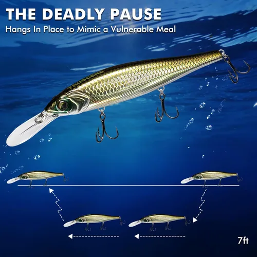 Miniatura 2 de TRUSCEND Suspending Jerkbait, Rattle Minnow Lures with BKK Hooks, Freshwater Bass Trout Striper Walleye Pike Fishing Lures, Variety Pack for All