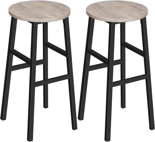 Miniatura 16 de MAHANCRIS Taburetes de bar, juego de 2 sillas de bar redondas con reposapiés, taburetes de bar de desayuno de cocina de 24.4 pulgadas, taburetes