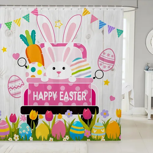 Miniatura 33 de Lindas cortinas de ducha para niños, cortinas rústicas de gallina, decoración de dormitorio de niñas y adultos, girasoles animales, plantas