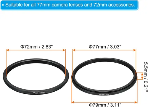 Miniatura 2 de PATIKIL Anillo de metal de 3.031 in-2.835 in, adaptador de filtro de lente de cámara, anillo adaptador de filtro de aluminio para lentes de cámara