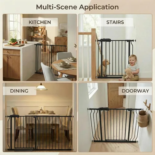 Miniatura 6 de Puertas para bebés extra anchas de 48 a 53 pulgadas, puerta grande para bebé, para escaleras, para mascotas, puertas para interiores, para puertas