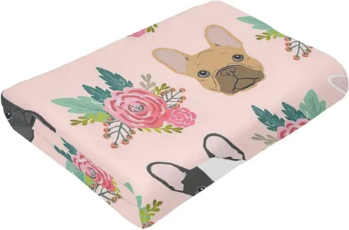 Miniatura 6 de HAZIMCS Manta de franela de felpa de forro polar, diseño floral de bulldog francés, lindo regalo para mascotas, razas de perro, para sillón