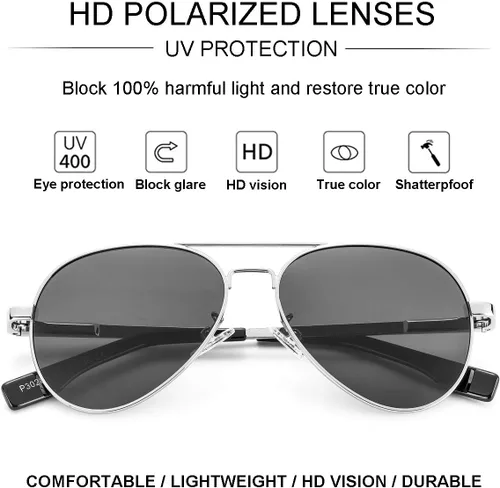 Miniatura 71 de Gleyemor Lentes de sol polarizados estilo aviador para niños y niñas, jóvenes, adolescentes, dos tamaños de 1.969 in y 2.047 in