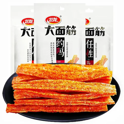 Miniatura 18 de Tiras Picantes - Latiao de Gluten Picante, Aperitivo Especial Chino Informal, Hecho de Trigo/Chile/Especias, Bajo en Azúcar y Calorías, Mejor
