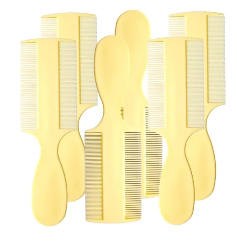 Miniatura 12 de Vakly Peine de dientes finos (paquete de 3) – Peine de bebé de doble cara con asa, peine extrafino para piojos y caspa para cuna, recién nacidos