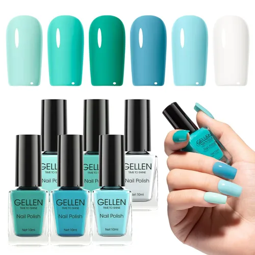 Miniatura 25 de GELLEN Juego de Esmalte de Uñas en 4 Colores Negro, Blanco, Gris & Base y Capa Superior, Esmalte de Uñas de Tendencia Otoño/Invierno Negro, Blanco