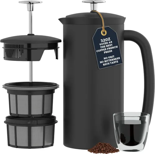 Miniatura 17 de ESPRO P7 - Prensa francesa de acero inoxidable 304 con microfiltro patentado de doble pared y aislamiento, prensa francesa para café con preparación