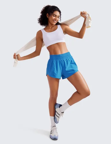 Miniatura 18 de CRZ YOGA Pantalones cortos de correr de cintura alta para mujer de 2.5 pulgadas, forro de malla de secado rápido para entrenamiento deportivo