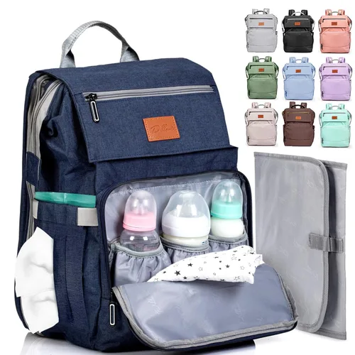 Miniatura 15 de PILLANI Mochila para Pañales de Bebé - Bolsa Grande para Niños y Niñas, Mochila Impermeable para Pañales - Bolsas de Pañales de Viaje con R. Beige