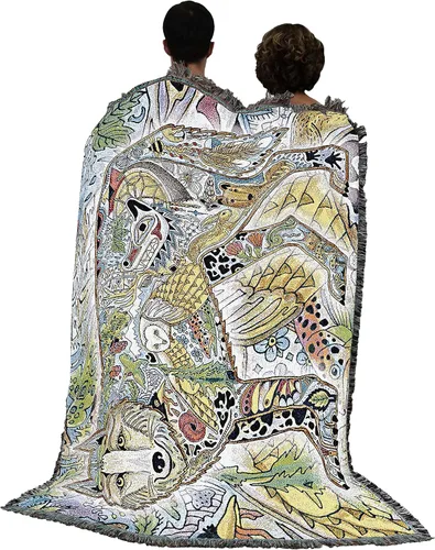 Miniatura 3 de Pure Country Weavers Sue Coccia - Manta de pie de lobo, tótem de espíritus de animales, manta tejida de algodón, hecha en los Estados Unidos