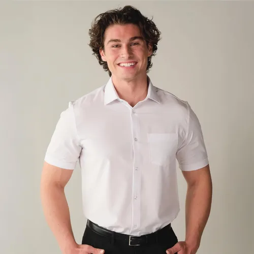 Miniatura 4 de &COLLAR Camisa de vestir de manga corta para hombre de alto rendimiento y ajuste atlético