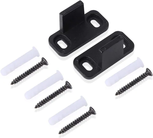 Miniatura 6 de Homode Guía de suelo para puerta de granero, metal negro mate montado en el suelo, guía inferior ajustable para puertas correderas (paquete de 2)