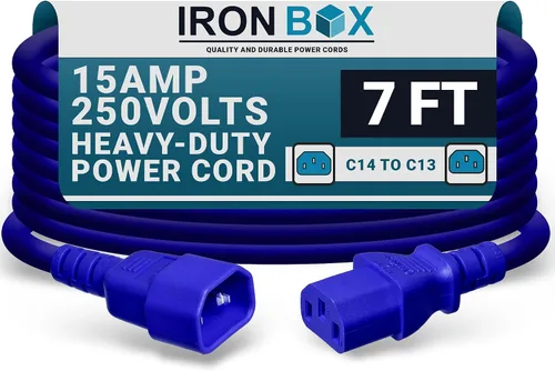 Miniatura 30 de IronBox Electric - Cable de Alimentación C14 a C13 de Servicio Pesado, 15A, 250V, Cable de Extensión para Computadora 14/3 AWG - Cables
