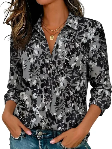 Miniatura 26 de Camisas elásticas suaves sin arrugas con botones para mujer, tops transpirables que absorben la humedad para vestir casual de trabajo