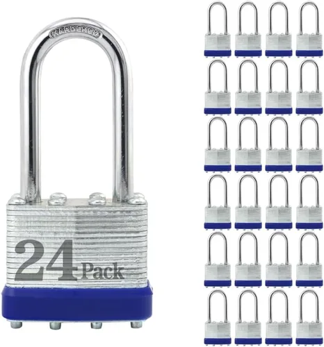 Miniatura 14 de ZonRo Candados de acero laminado con llave, cerraduras iguales con llave, 1-9/16 pulgadas de ancho, candados de grillete largo, paquete de 6, aro
