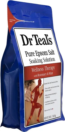 Miniatura 4 de Dr Teal's Epsom - Paquete combinado de baño de sal (6 libras en total), calma y duerme con lavanda y terapia de bienestar con romero y menta