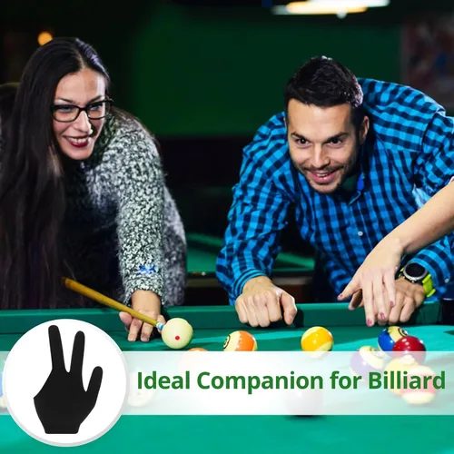 Miniatura 5 de OMISTAR 50 guantes de billar, guantes de piscina con 3 dedos, guantes para mano izquierda y derecha, guantes transpirables negros para hombres