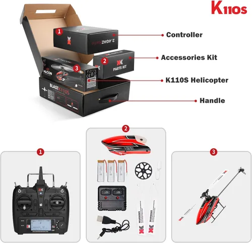 Miniatura 5 de CKYSCHN WLtoys K110S XK Helicóptero RC sin escobillas 6CH, 2.4G Helicóptero de control remoto para adultos - Helicóptero de vuelo invertido 3D
