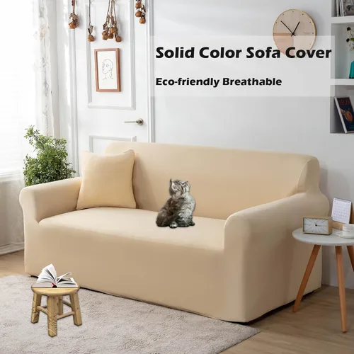 Miniatura 2 de Qubjus Funda de sofá moderna de alta elasticidad para sofá cama de dos cojines, funda de sofá sólida antideslizante, lavable, protector de muebles