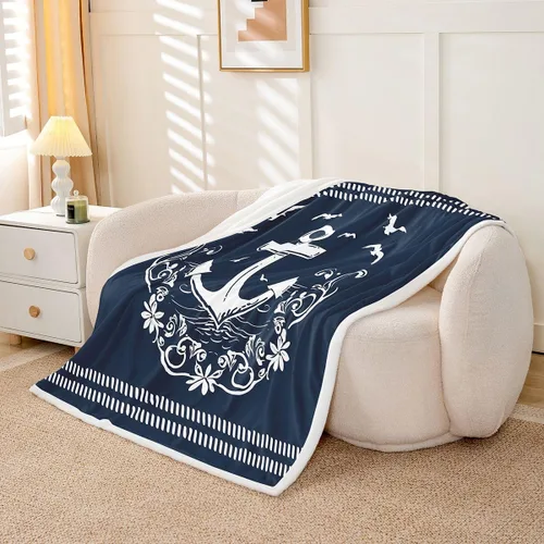 Miniatura 22 de Erosebridal Manta náutica de ancla, forro polar con brújula oceánica de 40 x 50 pulgadas para niños, niñas, adolescentes, adultos, decoración