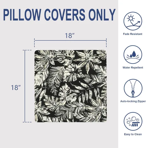 Miniatura 133 de Juego de 2 almohadas para exteriores de 16 x 16 pulgadas, repelentes al agua con interiores, para muebles de patio, hogar, jardín, geometría bohemia