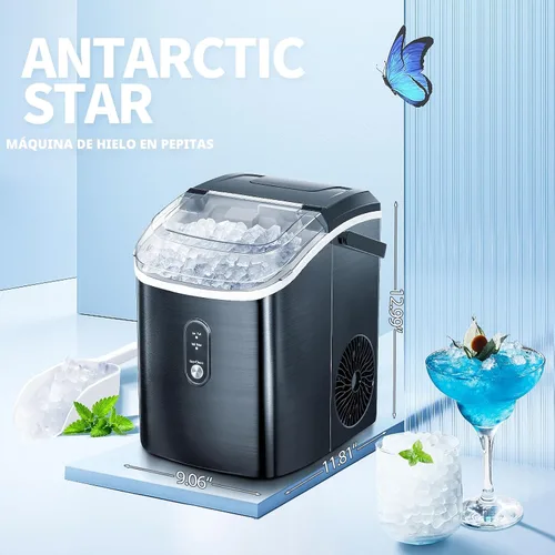 Miniatura 4 de Máquina de hielo para encimera Nugget con hielo de pellets suave masticable, máquina de hielo portátil Pebble, 34 libras por día, autolimpiante