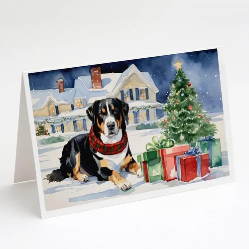Miniatura 97 de Caroline's Treasures DAC2753GCA7P Paquete de 8 tarjetas de felicitación navideña acogedora de Husky siberiano Tarjetas en blanco con sobres