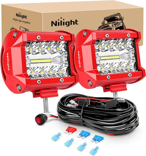 Miniatura 11 de Nilight Barra de Luz Lateral de Disparo 2 PCS 4.3 Pulgadas Triple Fila Combo Spot Flood para Iluminación de Trabajo de Conducción Todoterreno