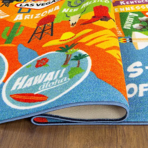 Miniatura 6 de KC Cubs 8x10 Mapa de Estados Unidos de EE. UU. Alfombra de Coches de Juguete para Carretera – Alfombra de Juego Educativa para Niños, Pequeñines